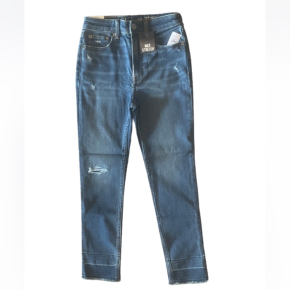 🆕 RESERVED XMS Gap Kids Girls Teen Sky High Distressed Skinny Jeans Washwell - Picture 3 of 12